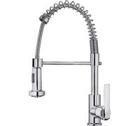 TEKA Grifo Cocina Monomando, Pescadera chef compacta Caño Alto Giratorio Profesional Maneral Extraíble 2 Chorros, Aireador Anticalcáreo, Latiguillos Flexibles 3/8”, Acero Inoxidable, IN 939