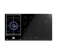 Teka JZC 94313 ABN - Placa Hybrid de 90cm, Touch Control Multislider, 4 Zonas, Inducción + Gas, Mando Frontal con Control Exact Flame, Color Cristal Negro