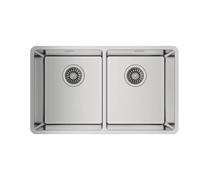 TEKA Fregadero Bajo Encimera 2 Cubetas 80cm en Inox 18/10, Radio R15, Profundidad 200mm, Desagüe con Válvula Canasta 3½”, SilentSmart, Incluye Accesorios de Fijación, Modelo Be Linea RS15 2C 740