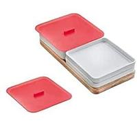 TEKA Set multiuso para fregaderos Zenit RS15 con bandeja de bambú y recipientes cerámicos, silicona resistente al calor, apto para hornos y microondas, 6 piezas