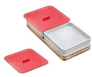 TEKA Set multiuso para fregaderos Zenit RS15 con bandeja de bambú y recipientes cerámicos, silicona resistente al calor, apto para hornos y microondas, 6 piezas