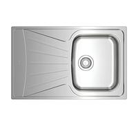 Teka Starbright 45 E-XP 1C 1E - Fregadero de 45 cm, Izquierda Encastrado, 1 Cubeta y Escurridor, Desagüe con Válvula Manual, Instalación por Encastre, Color Acero Inoxidable