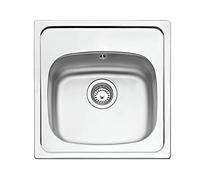 Teka Starbright 50 E-XP 1C - Fregadero Encastrado de 50 cm, 1 Cubeta, Desagüe con Válvula Manual, Insonorización, Acabado pulido, Color Acero Inoxidable