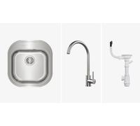 Teka Stylo 1B - Pack de Fregadero 1 Cubeta y Grifo UNI 9310 Instalación por Encastre Mueble de 45 Cm