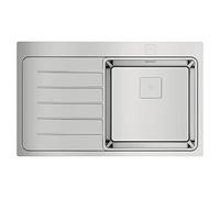 Teka Zenit RS15 1C 1E L - Fregadero de 50 cm, Encastrado Izquierda, con SilentSmart, Desagüe Automático Cuadrado, Tapa Decorativa, Color Acero Inoxidable