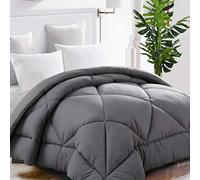 TEKAMON Edredón tamaño King para Todas Las Estaciones, Relleno de edredón Alternativo Suave Acolchado con pestañas en Las Esquinas, Lavable a máquina, colección de Hotel, cálido en Invierno, Gris