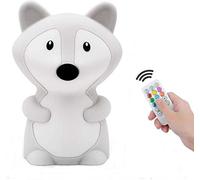 Tekemai Grande Talla luz nocturna infantil, luz quitamiedos, Lámpara de Noche - portátily USB recargable - lámpara infantil LED multicolor con mando, luz bebe Silicona suave y lavable - Grande Zorro