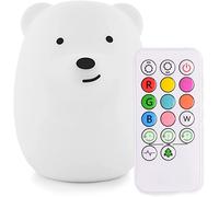 Tekemai Grande Talla luz nocturna infantil, luz quitamiedos, Lámpara de Noche - portátily USB recargable - lámpara infantil LED multicolor con mando - Brillo y Color Ajustable, regalo - Grande Oso