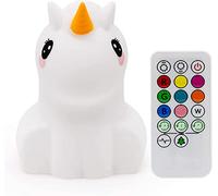Tekemai Grande Talla luz nocturna, Lámpara de Noche - portátily USB recargable - lámpara infantil LED multicolor con mando - Brillo y Color Ajustable, regalo - Grande Unicornio