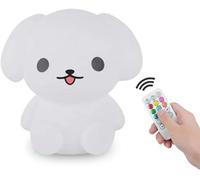 Tekemai Luz Nocturna Infantil, Lámpara de Noche, Lámpara Quitamiedos para Niños/Bebé, Resistente a Rotura, LED Cuidado Ojos, Brillo y Color Ajustable, Mando/Táctil Control, Recargable - Perro