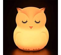 Tekemai luz nocturna infantil, luz quitamiedos, Lámpara de Noche, lámpara quitamiedos portátil y USB recargable, lámpara infantil LED multicolor con mando, luz bebe Silicona suave y lavable - Búho