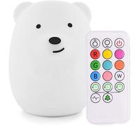 Tekemai niños luz nocturna, Luz quitamiedos silicona y sensor táctil, Lámparas mesilla de noche portátiles y recargable, Cambia de color, Luz nocturna para bebé - Oso