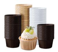 Tekenewbse 150 Piezas Moldes Magdalenas Papel, Desechables Moldes Muffins Cupcakes Vasos para Horno, Bodas, Cumpleaños, Fiestas, Navidad, Marrón, Color Blanco, Marrón Oscuro