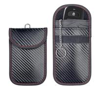 Tekenewbse 2 Pcs Faraday, Funda Llaves para de Coche Bloqueo Señal Seguridad Anti Rfid/Wifi/Gsm/Lte/Nfc Protección Antirrobo, Bolsa Faraday para de Fibra Carbono Blindaje Senal Proteger Privacidad