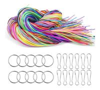 Tekenewbse 200PCS Hilo Plastico, Hilo Scoubidou Cuerda, Cuerdas para Hacer Pulseras, Scooby Doo con Llavero y Gancho para Collar Pulsera Llavero DIY Manualidades Abalorio Cuerda de Cuentas