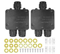 Tekenewbse 2Pcs Caja Estanca Exterior Electrica, 3 Vías Cajas de Conexiones Impermeables IP68, Conector Estanco, Apto para Cables Ø5-15 mm de Diámetrocaja Estanca, Negro