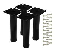 tekenewbse 4 Piezas Patas para Muebles, 10 cm Patas para somier Negras Metalicas Mueble Regulables de para Sofas, Cama, Cocina Armarios Altura Ajustable con Tornillos