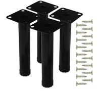 tekenewbse 4 Piezas Patas para Muebles, 15 cm Negras Metalicas Mueble Regulables de para Mesa Sofas Cama Escritorio Cocina Armarios Mesas Altura Ajustable con Tornillos