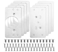 Tekenewbse 8 Piezas Piezas Placas de Soportes de Reparación de Bisagras, 9 × 4.7 cm Inoxidable Bisagras Puertas Cocina con Orificio y Tornillos para Armario, Muebles, Cajón, Ventana