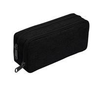 tekenewbse Estuche Escolar 2 Compartimentos, Pencil Case, Grande Capacidad Cartuchera Lapices, Estuches para Niña Niño Organizador Neceser de Suministros Escolares Papelería Oficina Estudiantes Negro