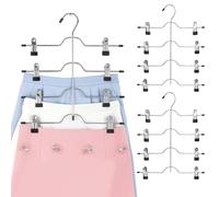 Tekenewbse Perchas Pantalones, Juego de 3 Ahorra Espacio Perchas Pinzas, Ajustables Antideslizantes Percha Pantalones Metal para Faldas, Toallas, Bufandas, Vaqueros, Cortos, Ropa Interior y Otras