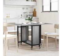 TEKGHUT Mesa de comedor plegable con ruedas 130 x 80 x 76,5 cm acero madera | Laterales plegables, seis ruedas con bloqueo, compartimento integrado, superficie resistente al agua, multiusos