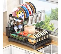 Teklemon Escurreplatos - Escurridor de Platos Desmontable de 2 Niveles - Organizador de Escurridor de Platos de Gran Capacidad con Bandeja Goteo - Escurreplatos para Mostrador de Cocina