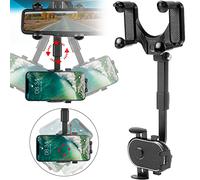 Teklemon Soporte para Teléfono para Espejo Retrovisor de Coche, Soporte para Teléfono 360 Giratorio y Retráctil Soporte del Coche Móvil Universal Multifuncional, Pinza de Espejo Retrovisor de Coche