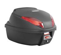 TEKNIX S-Line Baúl para moto y scooter 35 L negro carbono con respaldo y placa