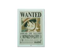 Teknofun - Licencia One Piece - Neón LED de pared Luffy Wanted 30 CM - Luz decorativa - USB (cable incluido) - Se entrega con 2 soportes - Marrón, Beige, Blanco - Para niños - 811642