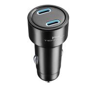 Teknoll - Cargador rápido 65W -2 Puertos: 1xUSB-C 20W PD + 1xUSB-C 45W PD - Led Activo - Carga Segura en el Coche - Apto para Todos los Smartphones - Negro