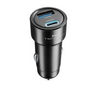 Teknoll - Cargador rápido de 20 W - 2 Puertos: USB 18 W Carga Adaptable + USB-C 20 W Power Delivery - LED Activo - Carga Segura en el Coche - Apto para Todos los Smartphones - Negro