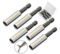 TEKPREM Soporte magnético fuerte para puntas de extensión de 1/4 pulgadas, paquete de 5 destornilladores de vástago hexagonal con funda portátil para sostener puntas de destornillador y tornillos