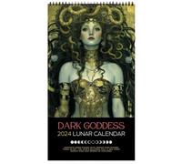 Teksome Calendario Dark 2024 - Calendario de Pared de Fase Lunar 2024, planificador mensual de Arte de Pared 2024, Decoraciones de astrología, calendarios celestiales para decoración del hogar