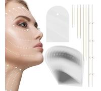 Teksome Cintas de Estiramiento Facial,Parches de Estiramiento Facial Invisibles - 60 cintas faciales instantáneas con 8 cuerdas de elevación | Parche adhesivo de elevación para un levantamiento facial