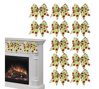 Teksome Decoración De Lazos Navideños | 15 cm Grande Brillante Decoración del Hogar - 12 Piezas Lazos Clásicos Navideños,para Interior Exterior Escaleras Chimenea Ventana Valla Y Envolver Regalos