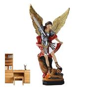 Teksome Estatua de | Figura arcángel Miguel Coloreada, el Arcángel derrotando a Satanás estatuilla Religiosa Coleccionable Ángel Escultura Decoratiom