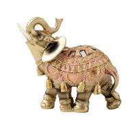 Teksome Estatua de resina de elefante, figura de elefante de la buena suerte con acento dorado de resina, decoración del hogar, escultura de elefante para sala de estar, dormitorio, decoración de