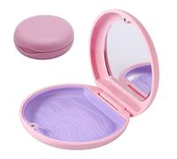 Teksome Estuche para baño para dentaduras postizas, contenedor para dentaduras postizas - Estuche con cierre magnético para dentadura postiza de mujer | Espejo incluido contenedor de dientes postizos