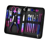 Teksome Juego de cortaúñas, Juego de cortaúñas, Set de Manicura de Acero Inoxidable 18X, Kits de aseo profesionales para hombres, mujeres, familiares, amigos, herramientas de pedicura con estuche