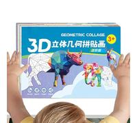 Teksome Kit de Manualidades de Collage - Puzzle Interactivo,Kit de Arte de Collage Geométrico | Jardín de Infancia, cumpleaños, Navidad, Año Nuevo, Escuela, guardería, niños y niñas