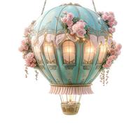 Teksome Linterna De Globo Aerostático,Lámpara Solar Con Forma De Globo Aerostático - Decoración Acrílica 2D Para Ventana Patio Reuniones Terraza Camping Granja Porche Senda