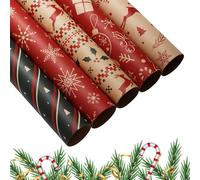 Teksome Papel de regalo de Navidad | Papel de regalo para Navidad | Hojas de suministros festivos para vacaciones, cumpleaños, celebración, familia, amigos, colegas, hogar