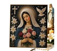 Teksome Pintura de perlas, decoración de pared religiosa bendecida, arte de pared de perlas de Madre María, para el hogar, sala de estar, dormitorio, estudio, pasillo, entrada, oficina, apartamento