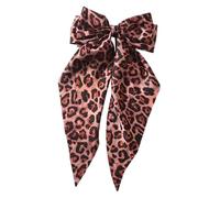 Teksome Pinza para el pelo con lazo de leopardo | Pasadores grandes para el pelo | Cinta para el pelo de cola larga para mujeres, niñas, novias y madres