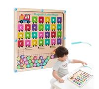 Teksome Pizarra Magnética - Rompecabezas de letras de madera Tablero de laberinto | Juguete de laberinto magnético, juguetes educativos, reconocimiento de color, clasificación de juguetes a juego para