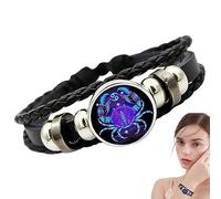 Teksome Pulsera de Cuerda Trenzada constelación, Pulsera de Cuerda con Signo del zodíaco, Pulsera de Cuero de constelación Multicapa portátil para Mujeres y Hombres