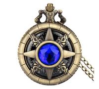 Teksome Reloj de bolsillo con cadena, reloj de bolsillo con piedras preciosas y números romanos con colgante de cadena, reloj de bolsillo vintage de cobre steampunk para hombres y mujeres, P5029,