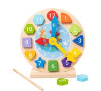 Teksome Reloj didáctico para niños pequeños, juguete de reloj de madera - Relojes didácticos interactivos Reloj de aprendizaje,Juguete de jardín de infantes, diseño magnético de madera, educativo para