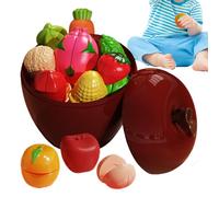 Teksome Set de Alimentos de Juguete para Cortar, Juego de imitación | Verduras de imitación para Juego Interactivo Entre Padres e Hijos,Set de Frutas y Vegetales de Mentira - para niños y niñas a